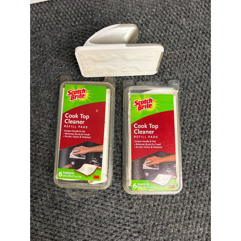Scotch-Brite Cook Top Cleaner Handle and 12 Refill Pads 2 Packs 951-CT 3M